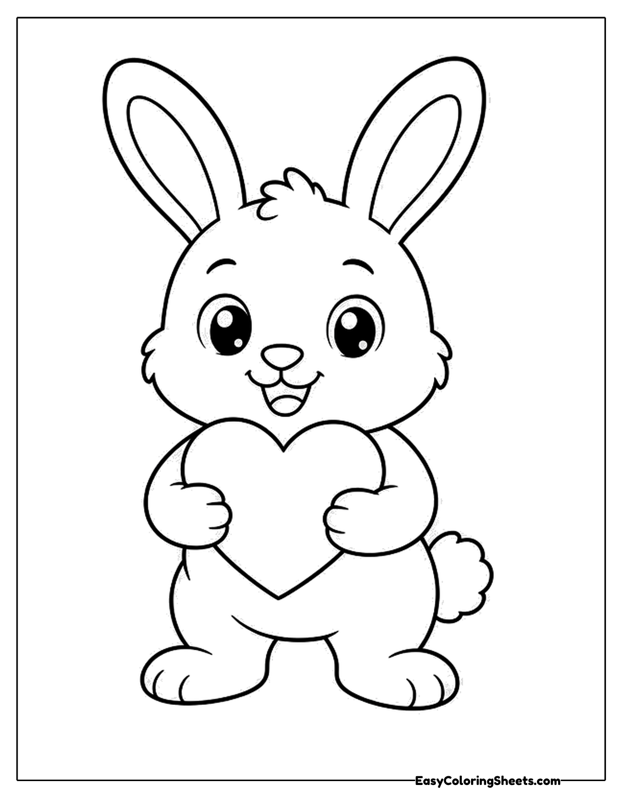 Bunny standing and holding a large heart