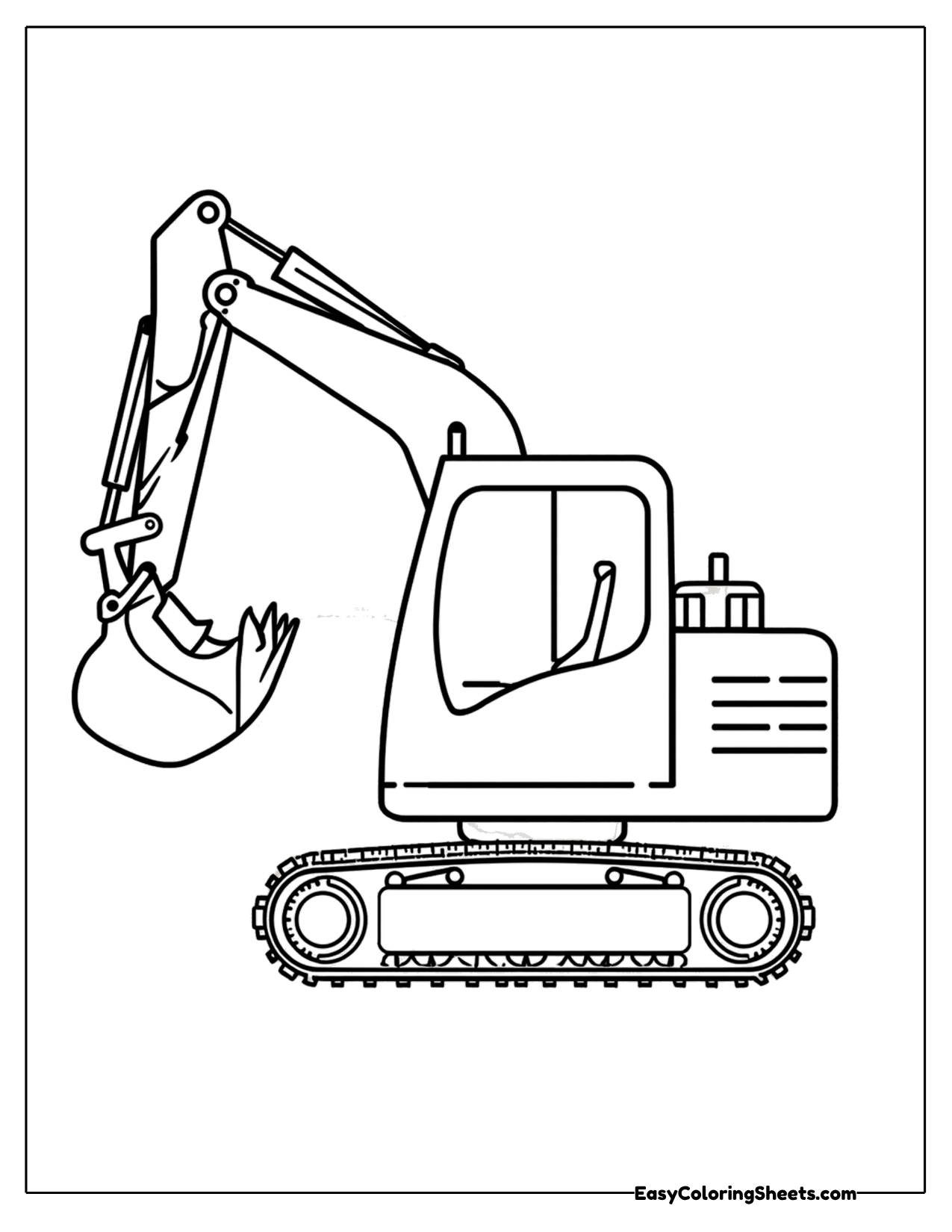 Cute digger with its arm raised