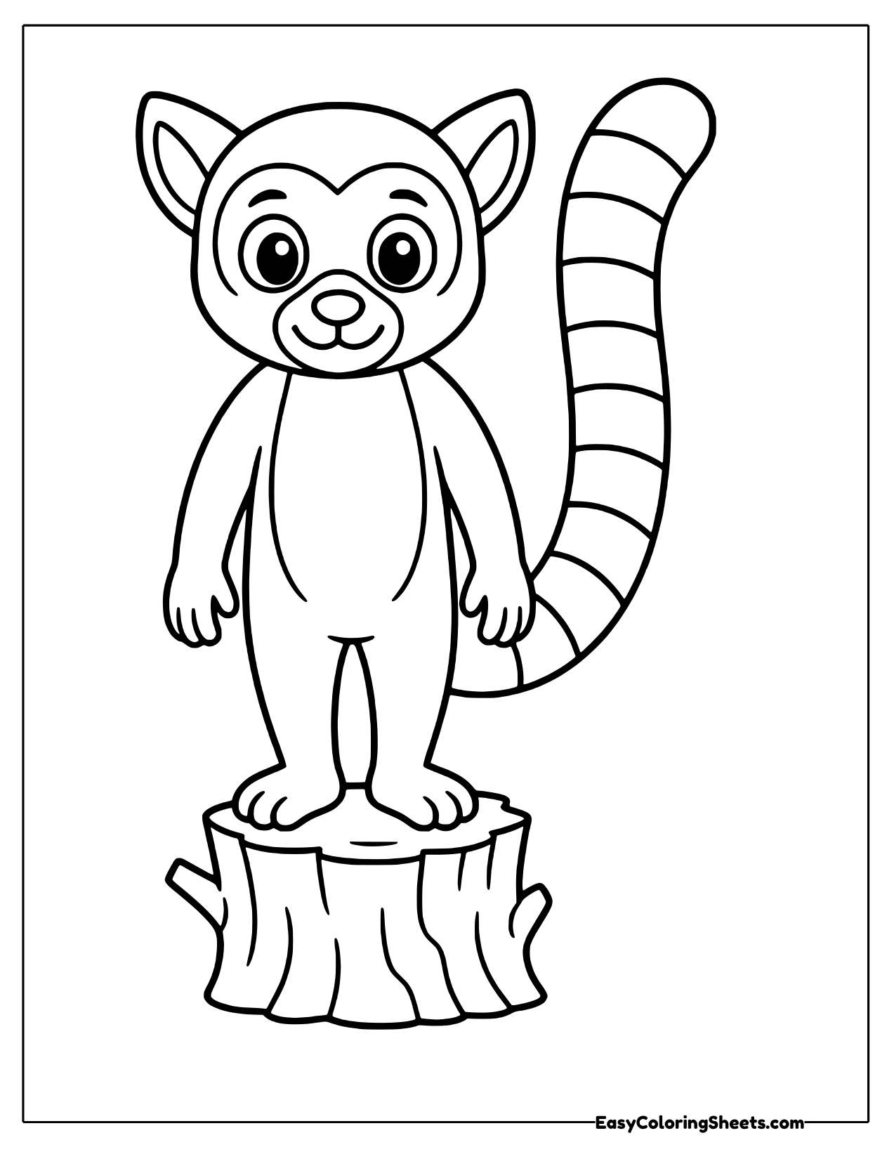Simple lemur standing on a stump