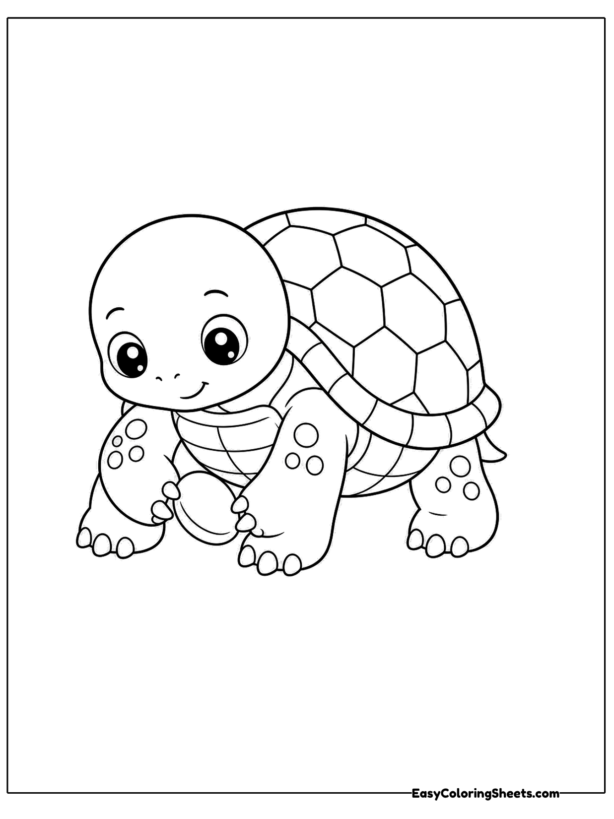 A turtle nudges a small round pebble with one foot as if playing a slow game of soccer.