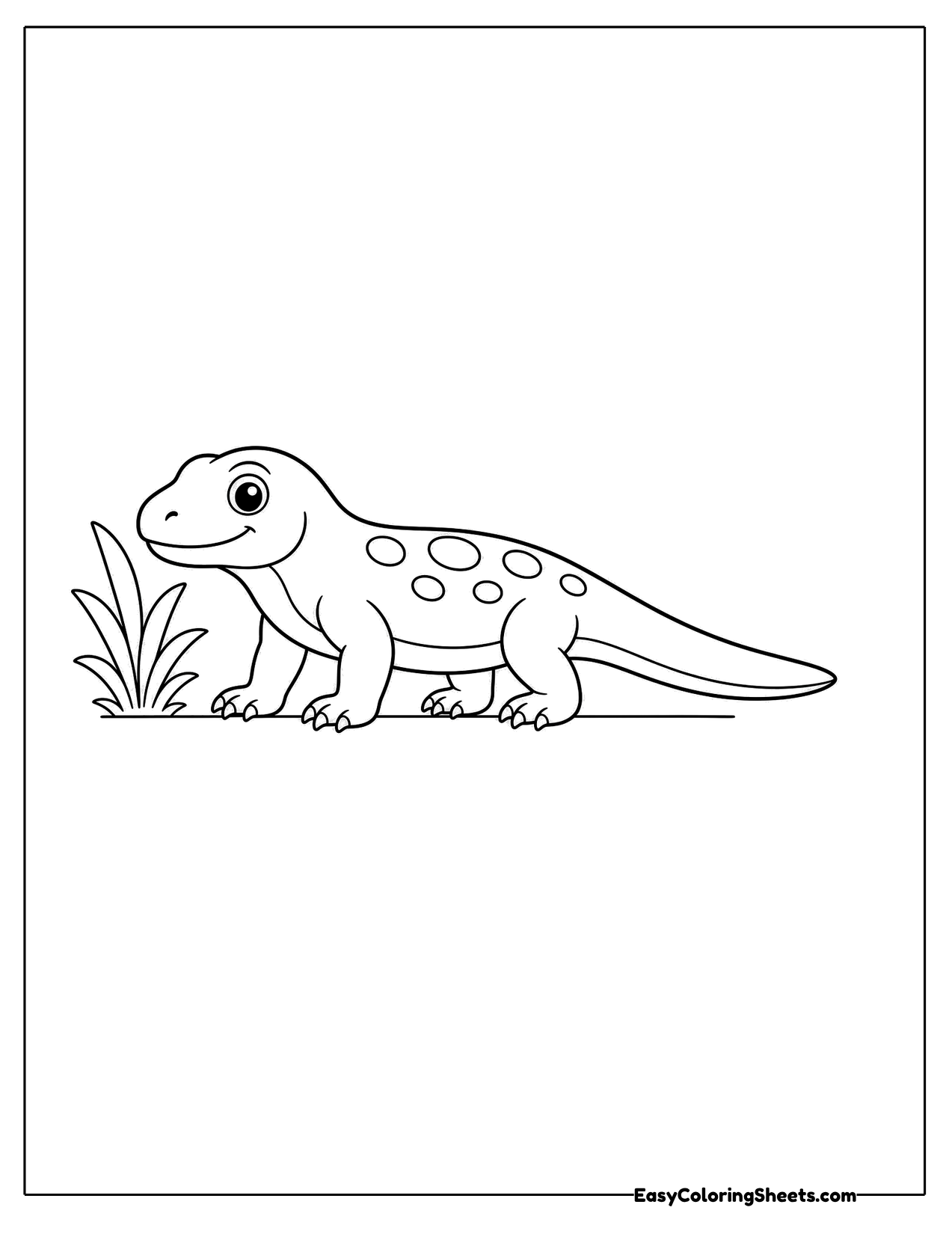 Easy Komodo dragon outline with spots