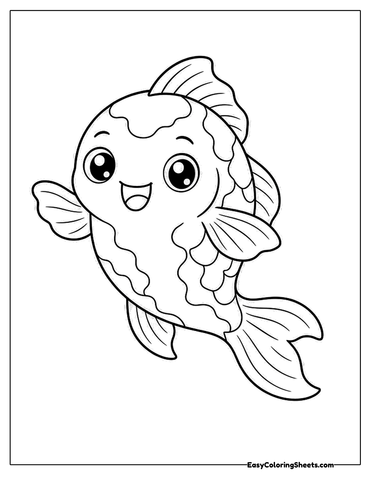 Smiling cartoon koi fish