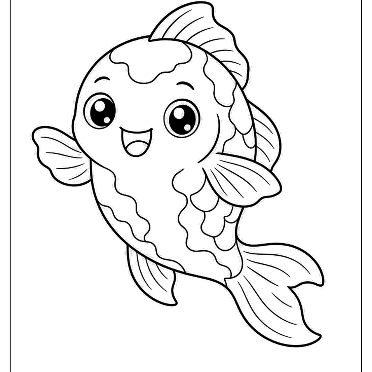 Smiling cartoon koi fish