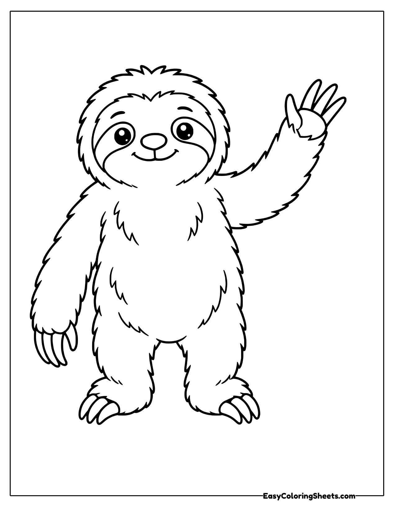Sloth standing upright and waving one arm