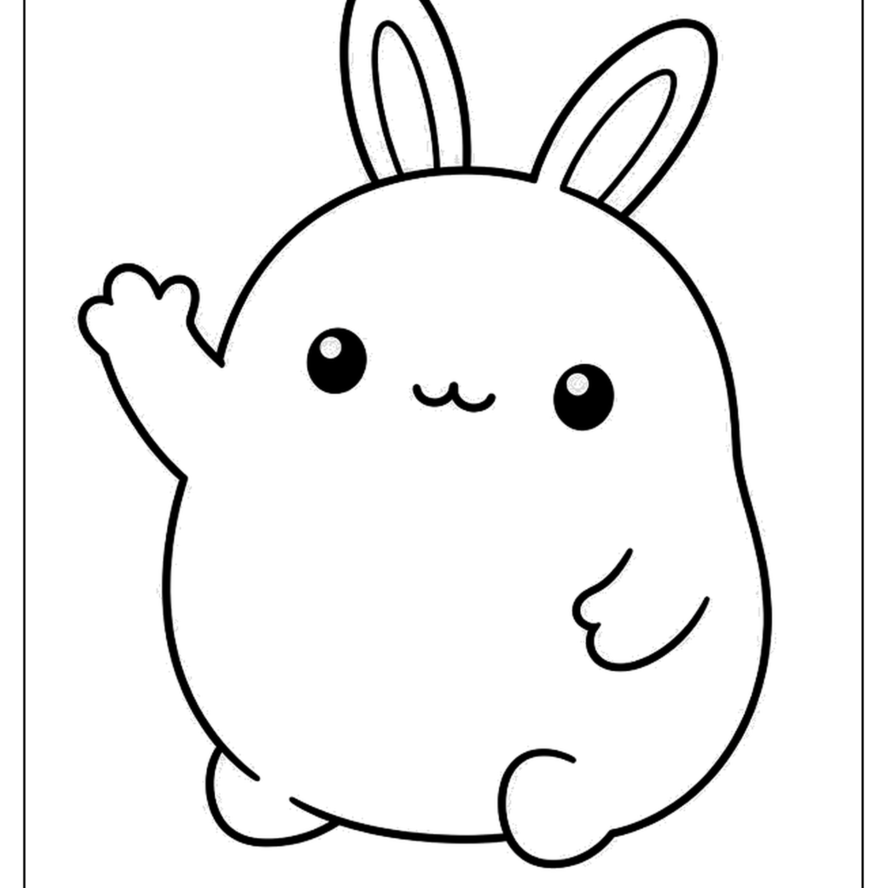 Round bunny character waving one paw