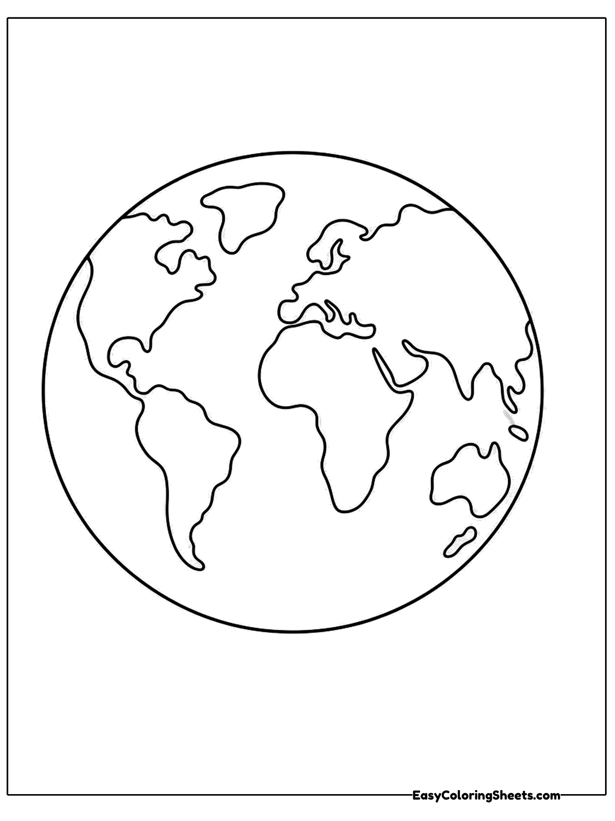 A simple round Earth shows the shapes of the continents on its surface.