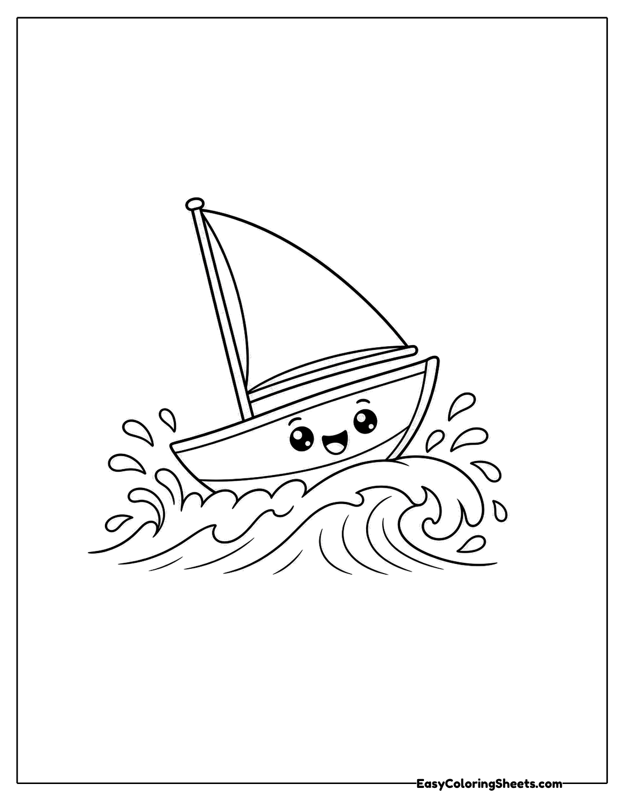 Sailboat riding a big wave