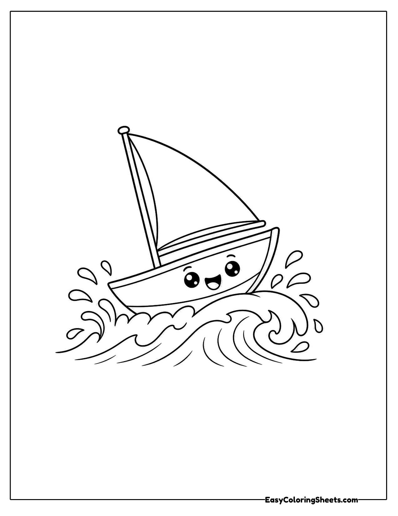 Sailboat riding a big wave