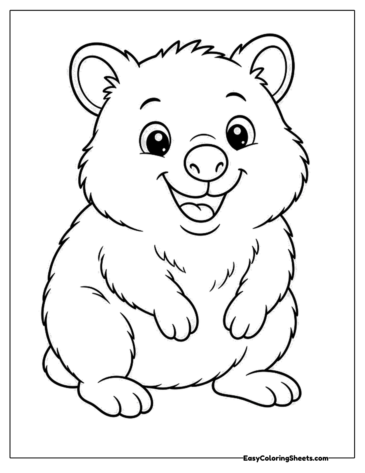 Big smiling quokka sitting up
