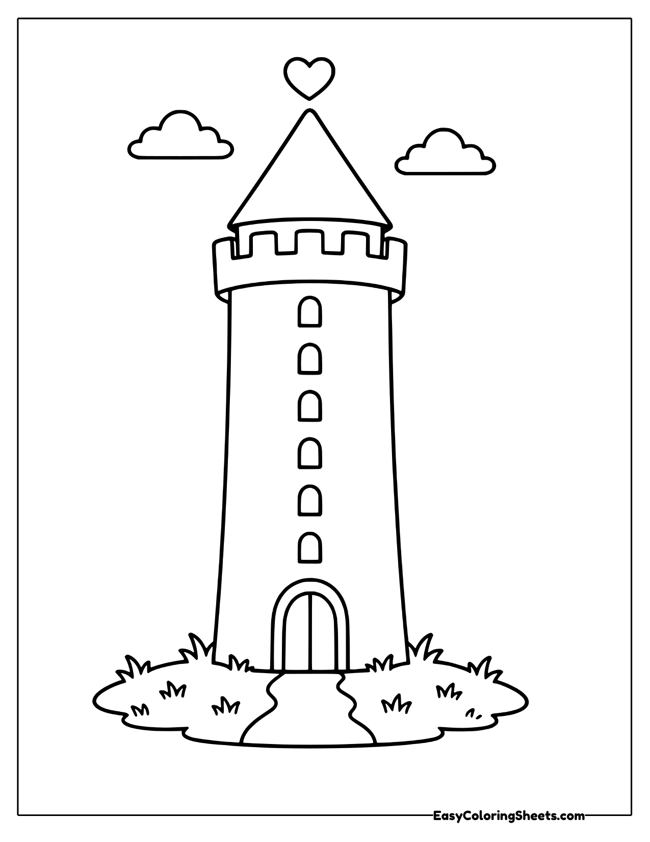 Thin pencil shaped castle tower