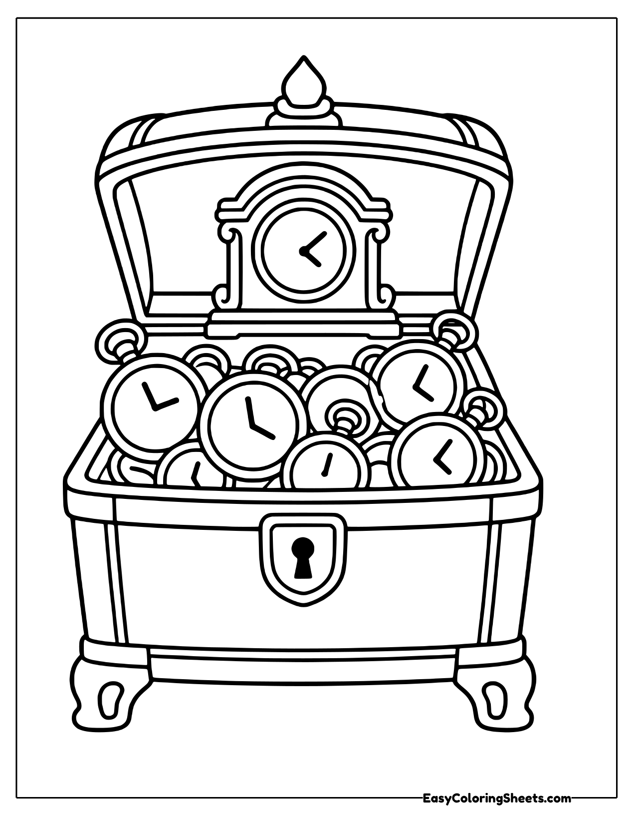 Treasure chest filled with clocks