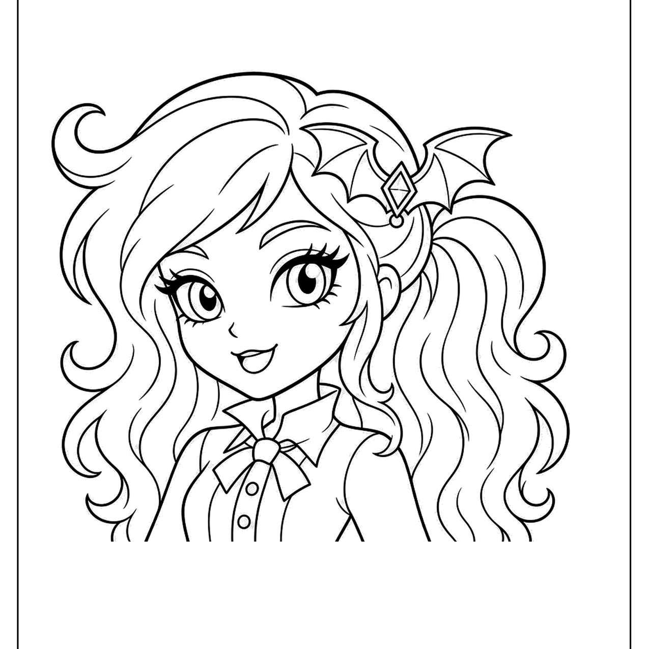 Girl with long wavy hair and a bat clip