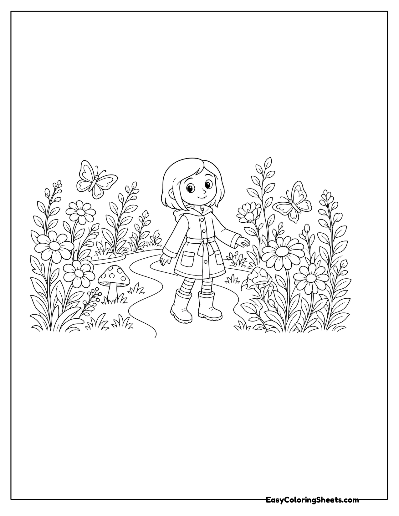 Girl exploring a garden full of flowers