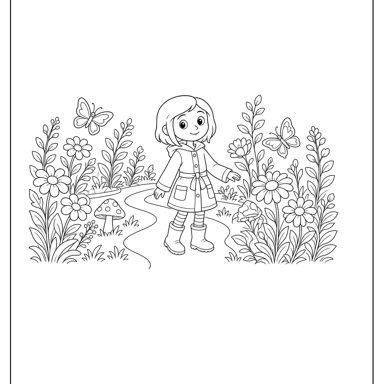 Girl exploring a garden full of flowers