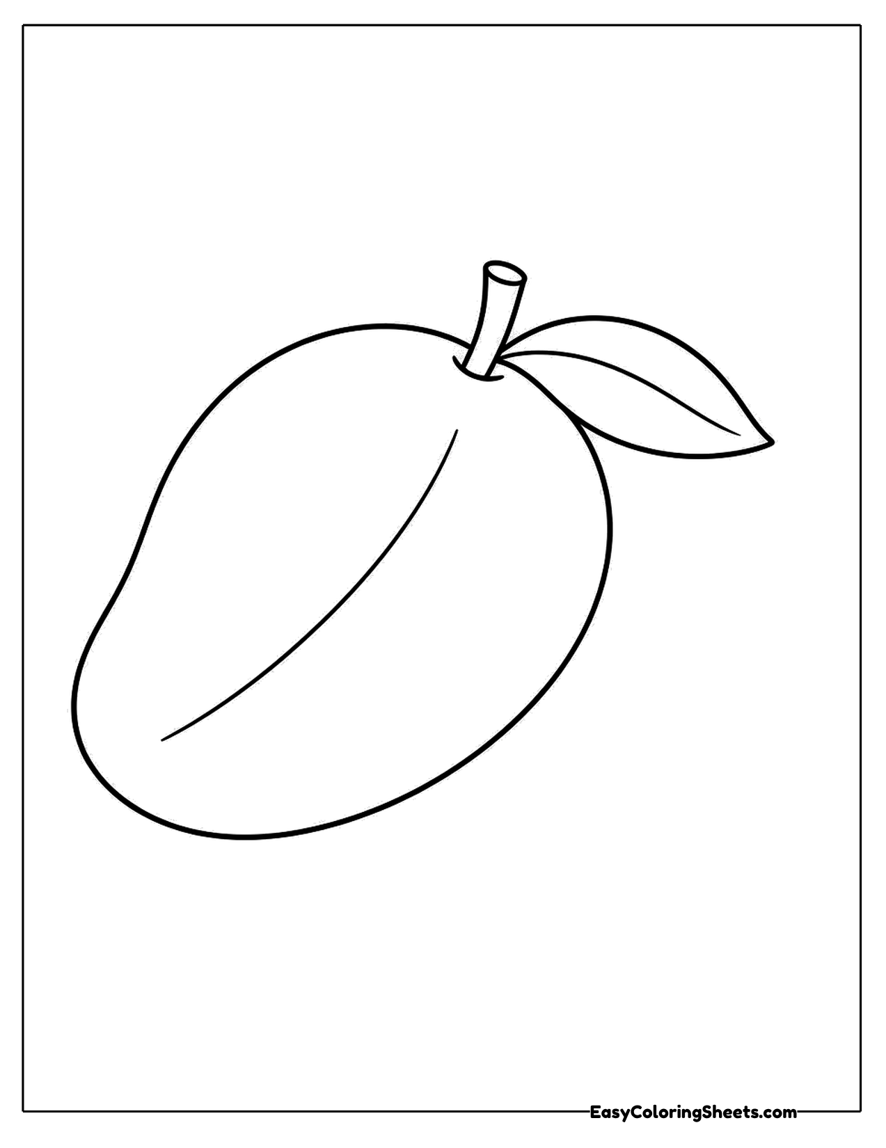 Simple mango with a stem and leaf