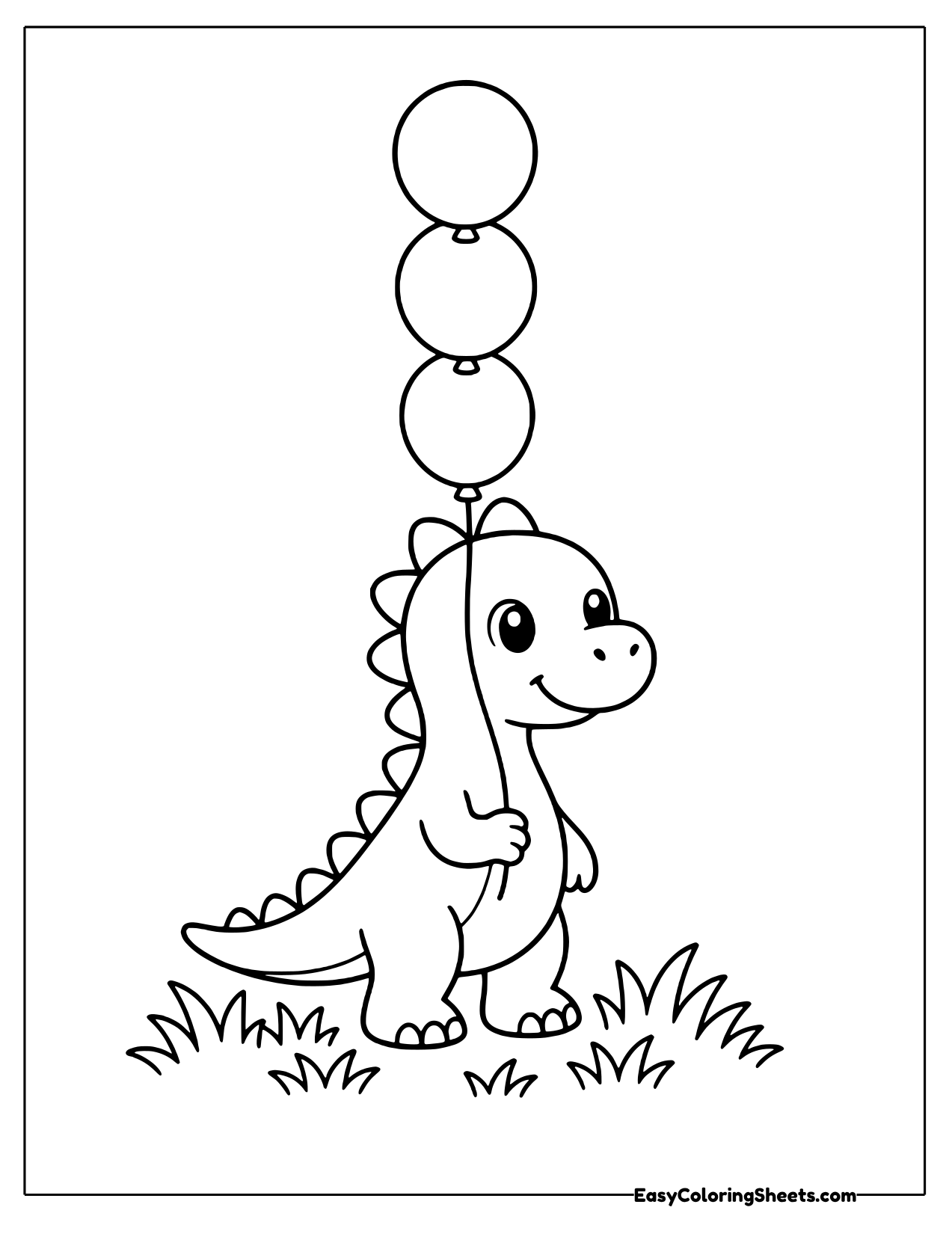 Dinosaur holding a stack of balloons