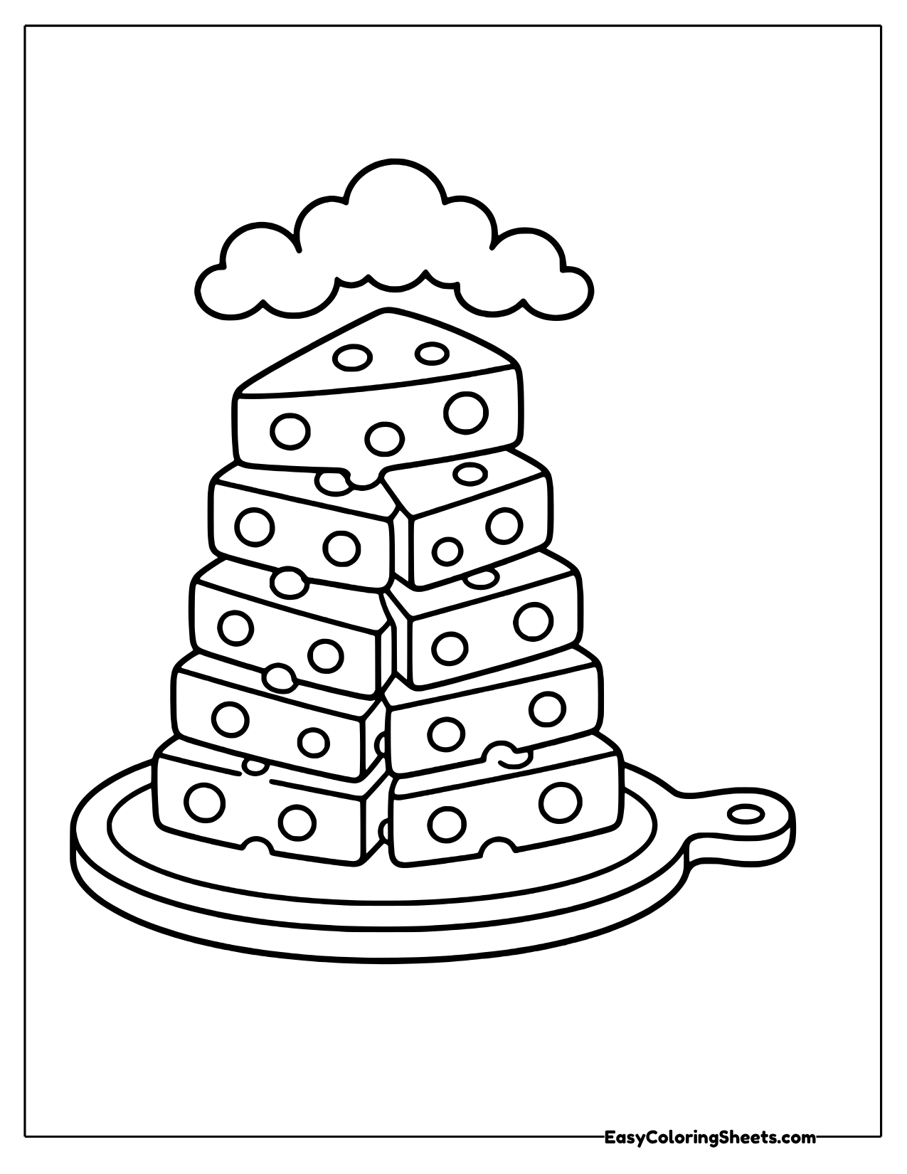 Stack of cheese wedges on a serving board
