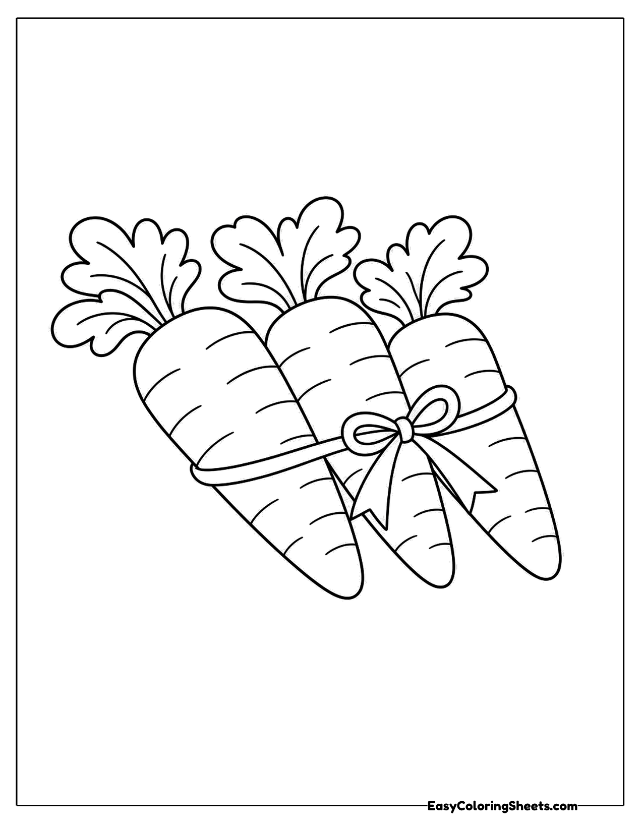 Bunch of three carrots tied with a ribbon
