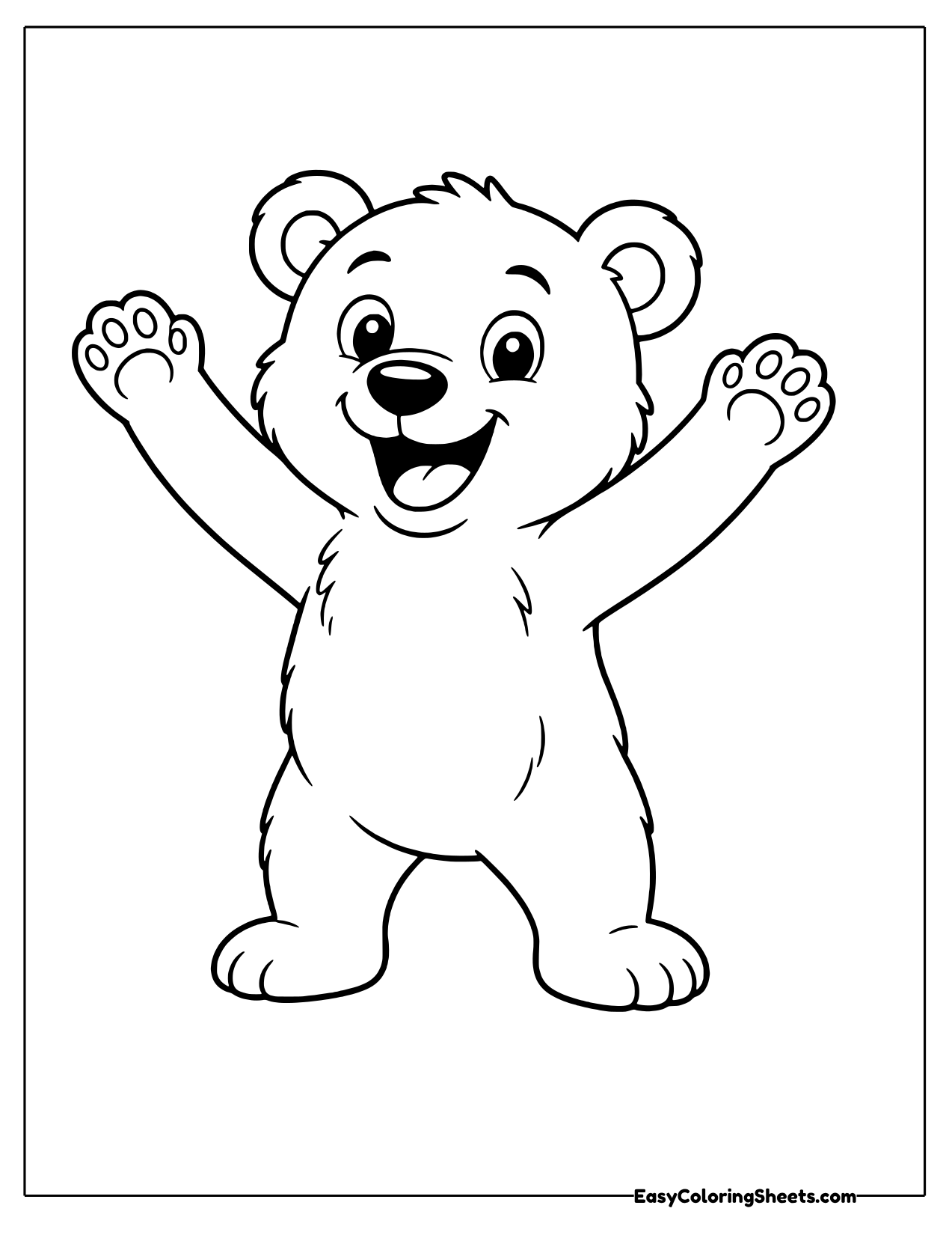 Happy bear cheering with paws up