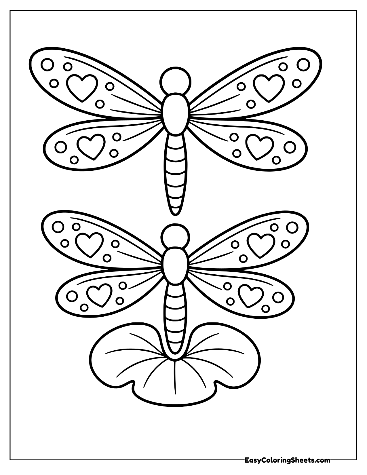 Pair of dragonflies with heart patterned wings