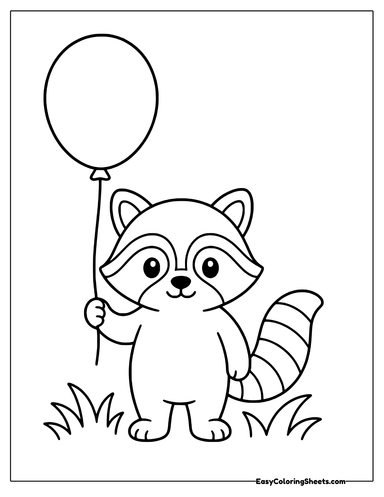 Raccoon holding a party balloon