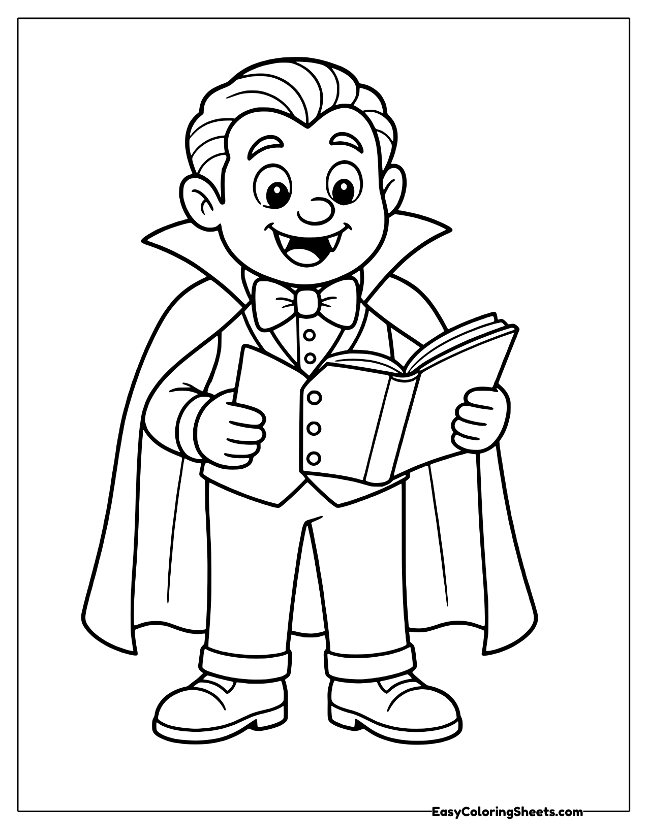 Vampire boy reading a book