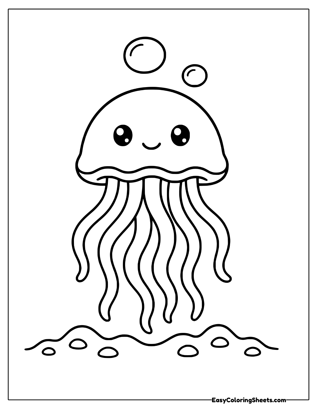 Jellyfish rising up from a sandy floor