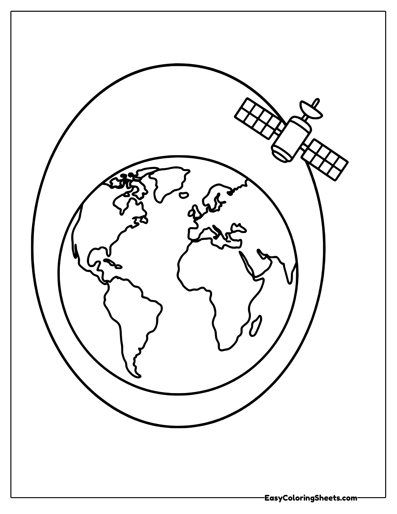 Earth with a satellite in orbit