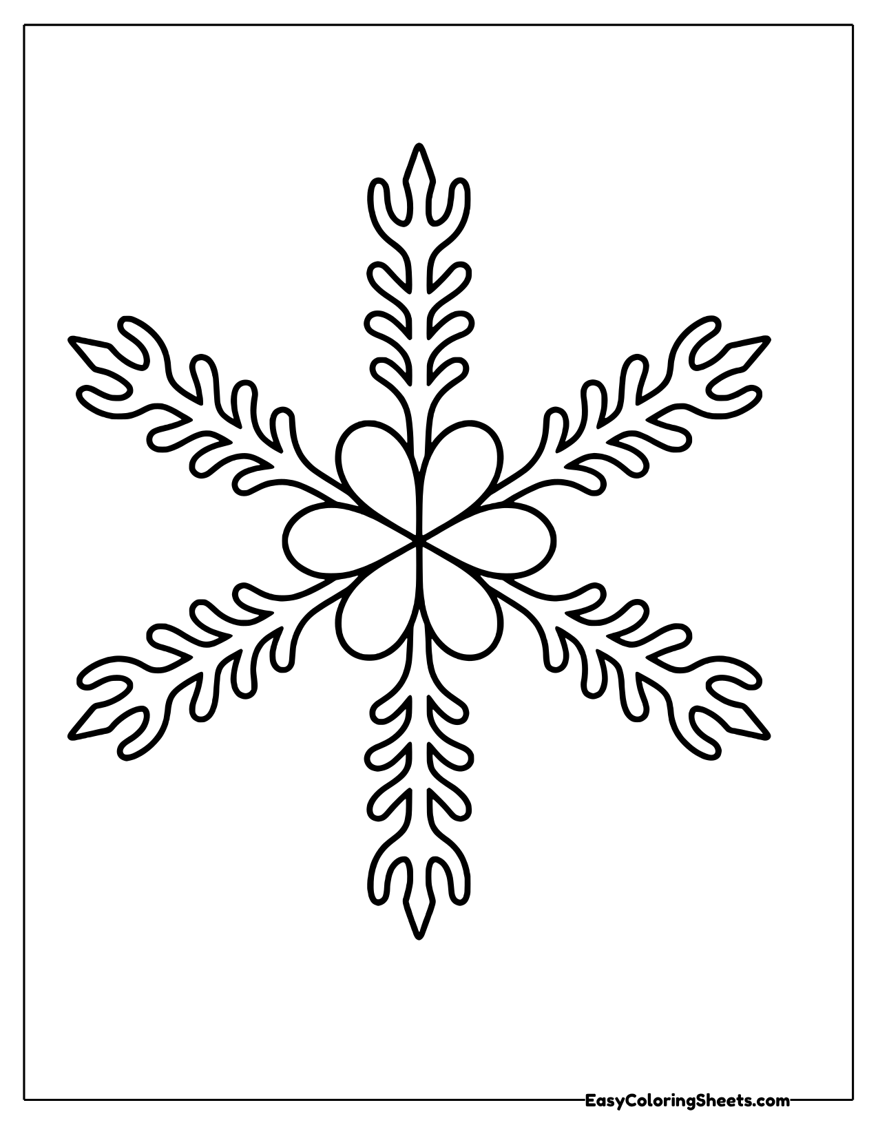 Ornate snowflake with trident shaped tips