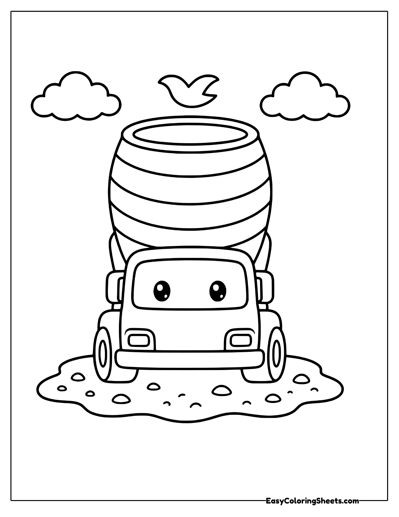 Cement mixer with a striped drum