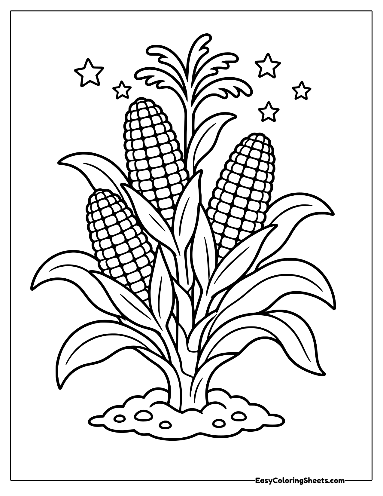 Corn plant with three ears under stars