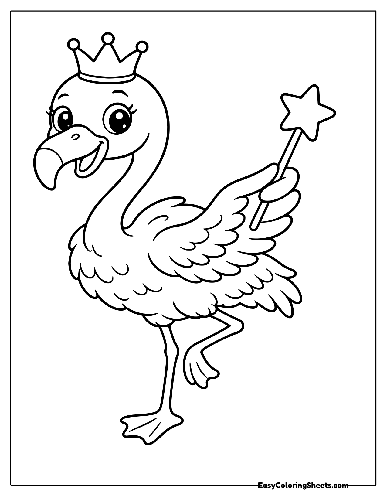 Flamingo with a crown and a star wand