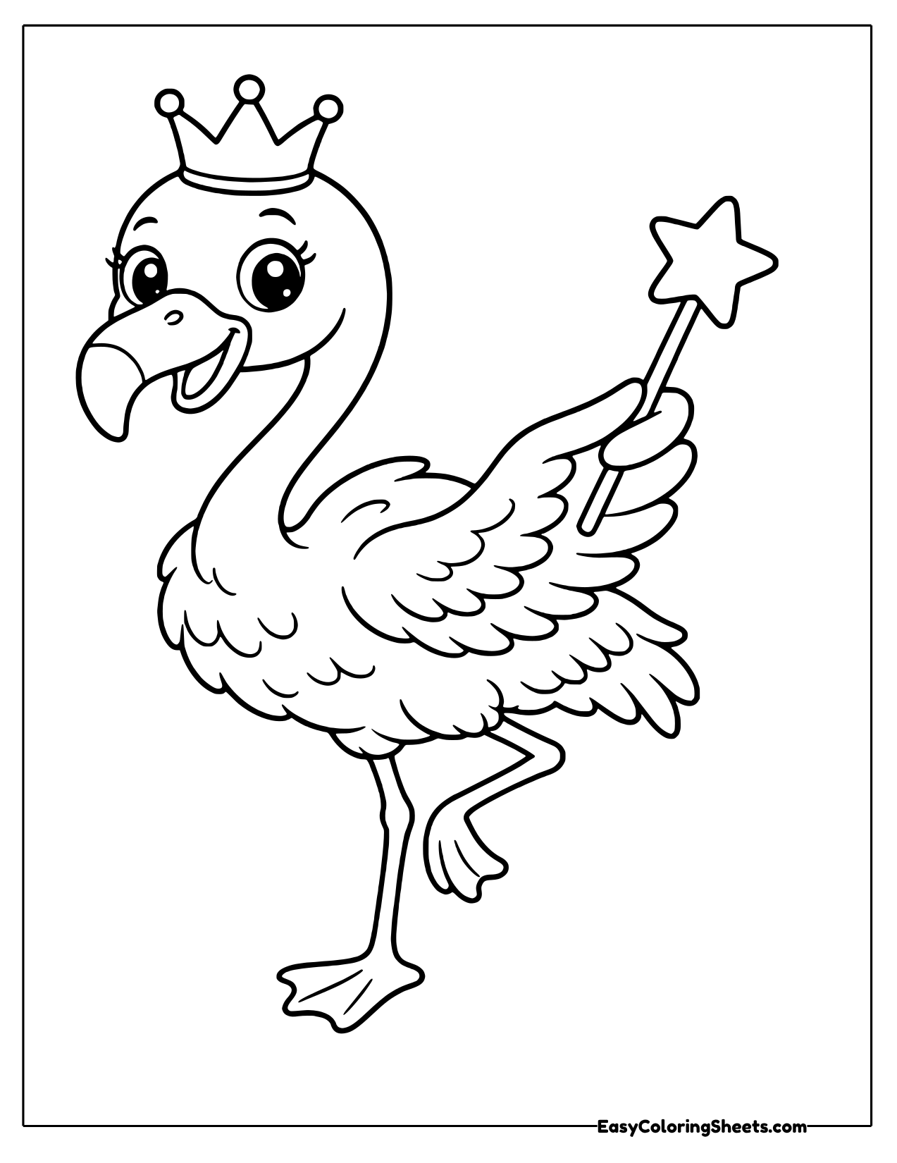 Flamingo with a crown and a star wand