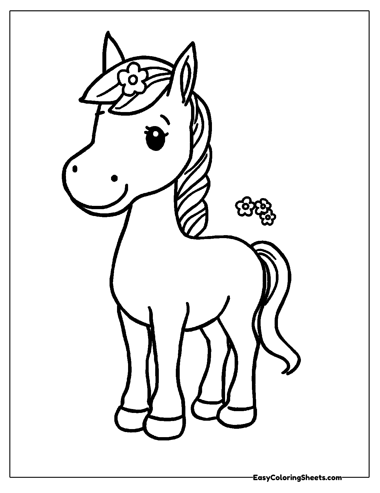 Pony with a flower in its mane