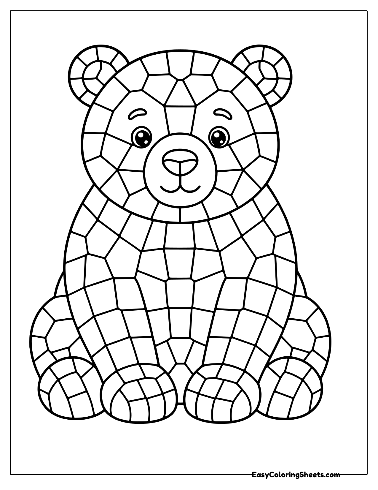 Mosaic bear sitting made of tiles