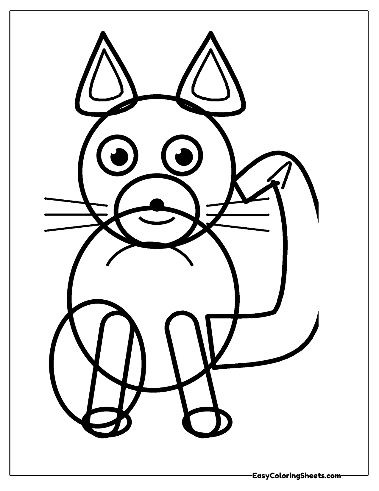 Crude fox drawn from simple circles with thick whisker lines