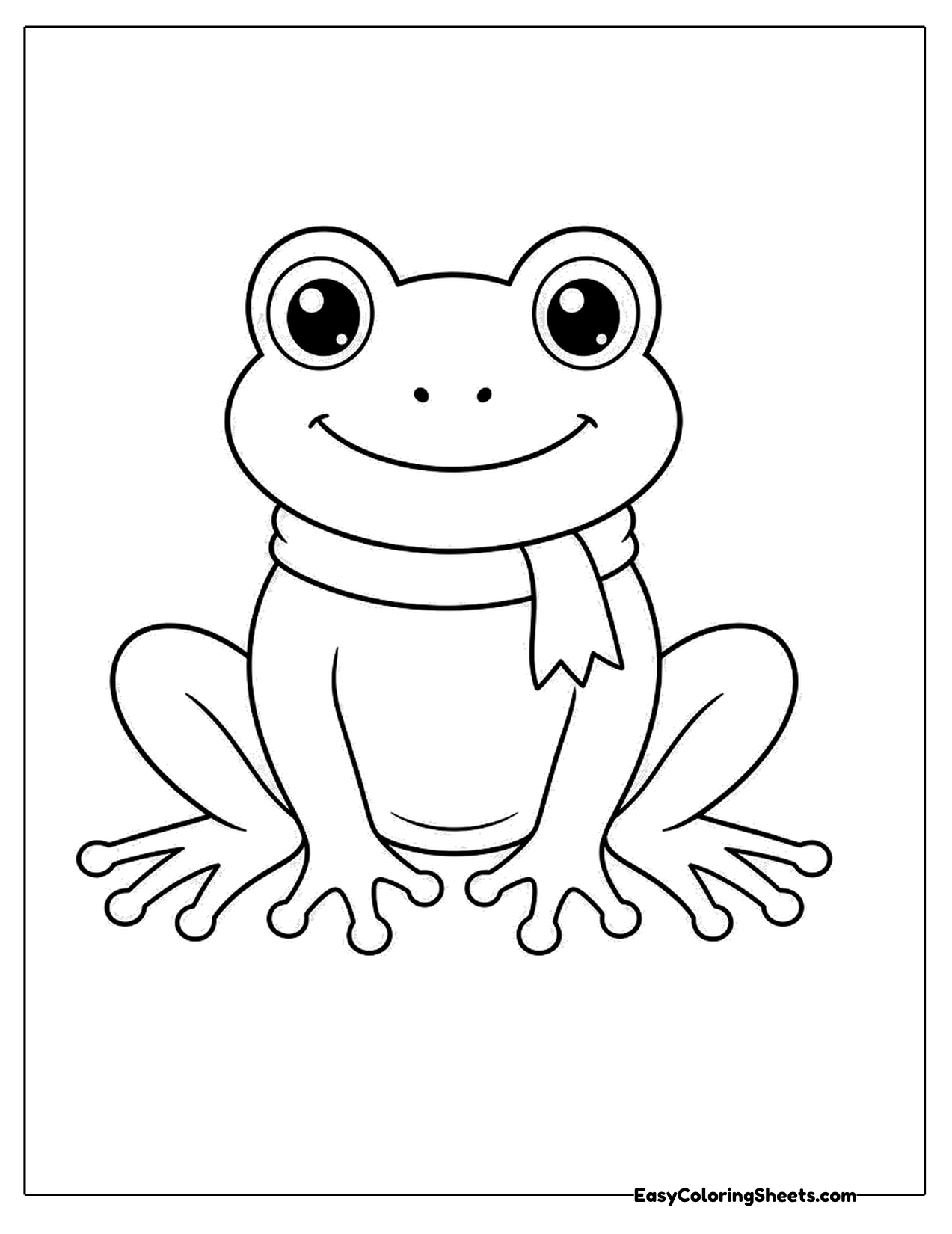 Frog wearing a cozy knit scarf around its neck