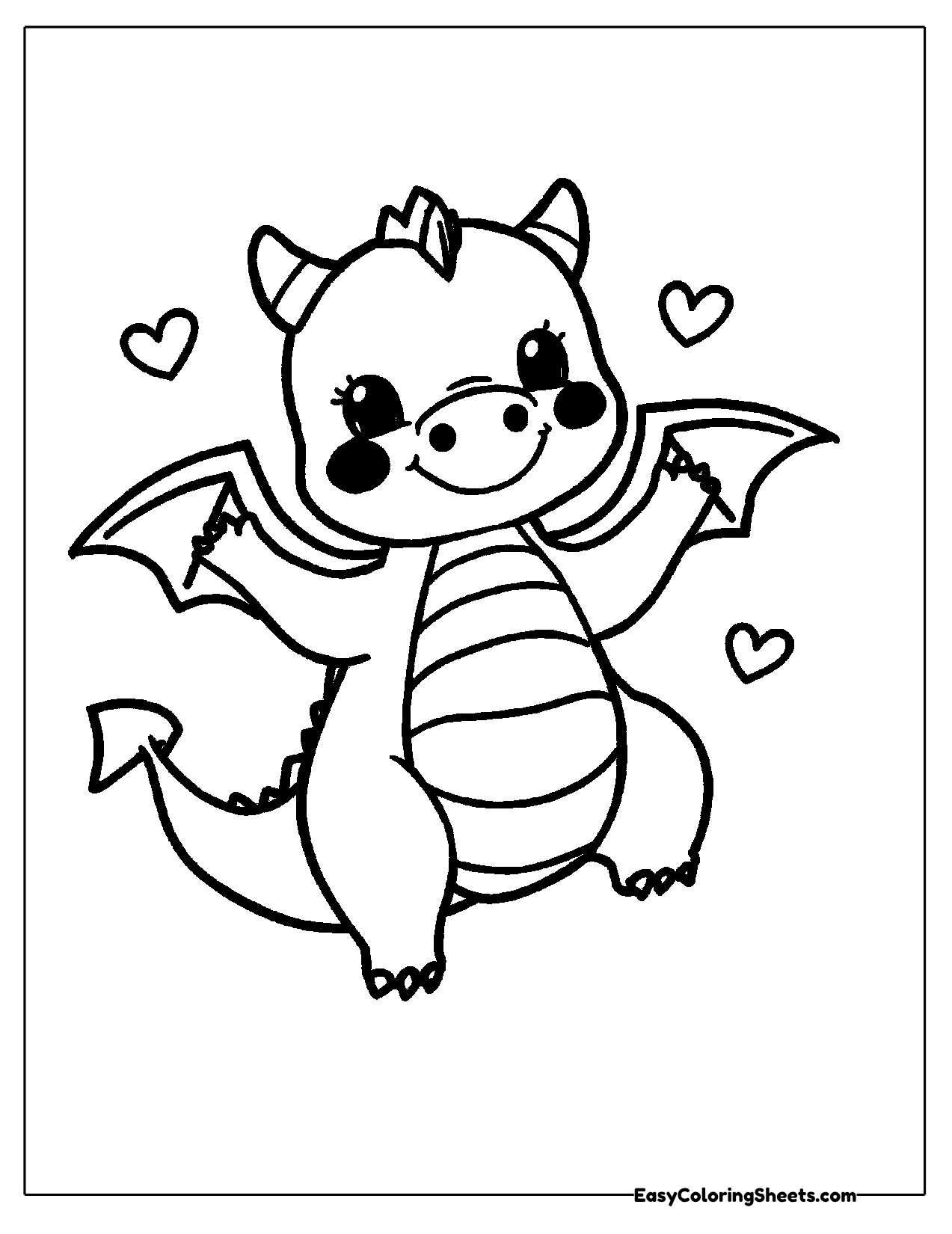 Dragon surrounded by hearts