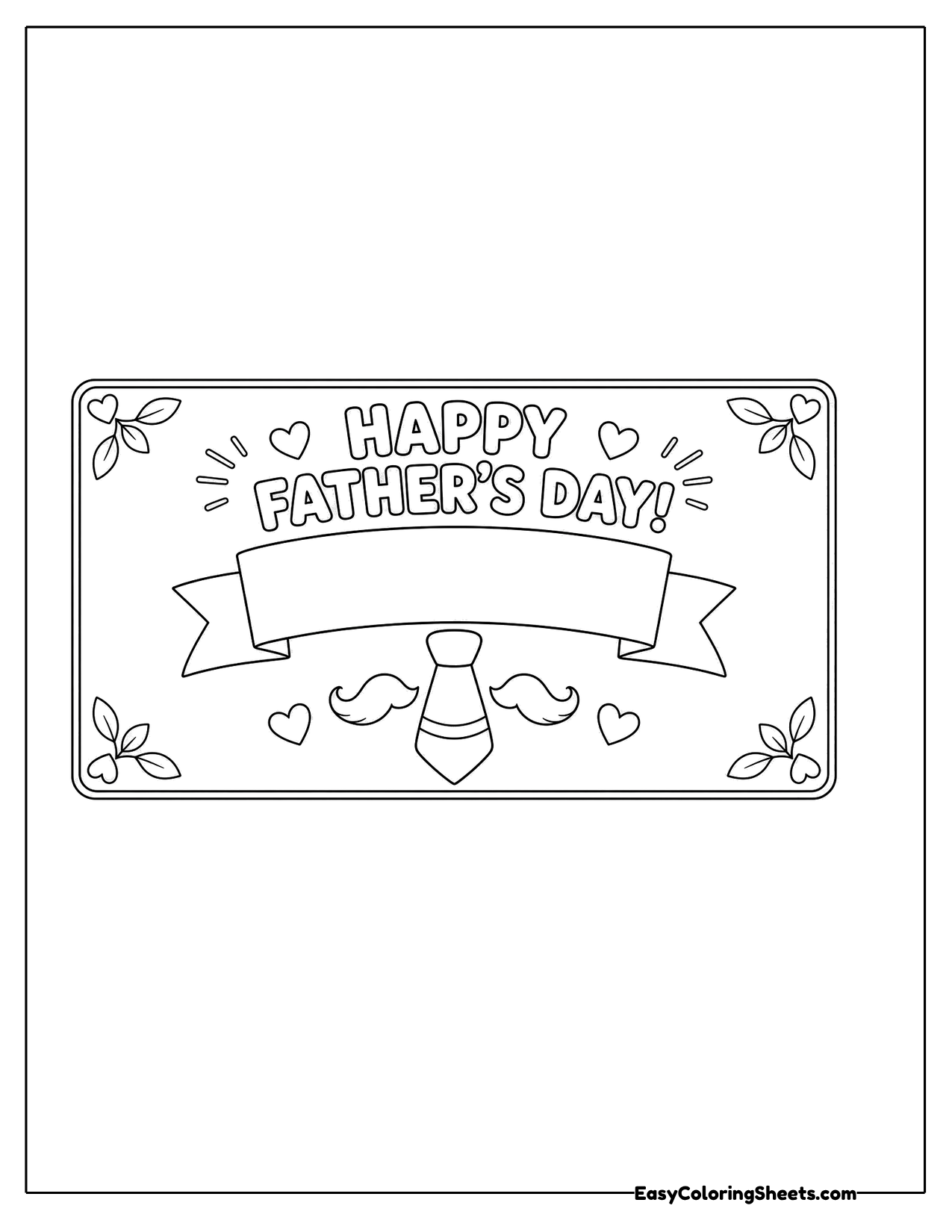 Happy Father's Day card with a necktie and hearts