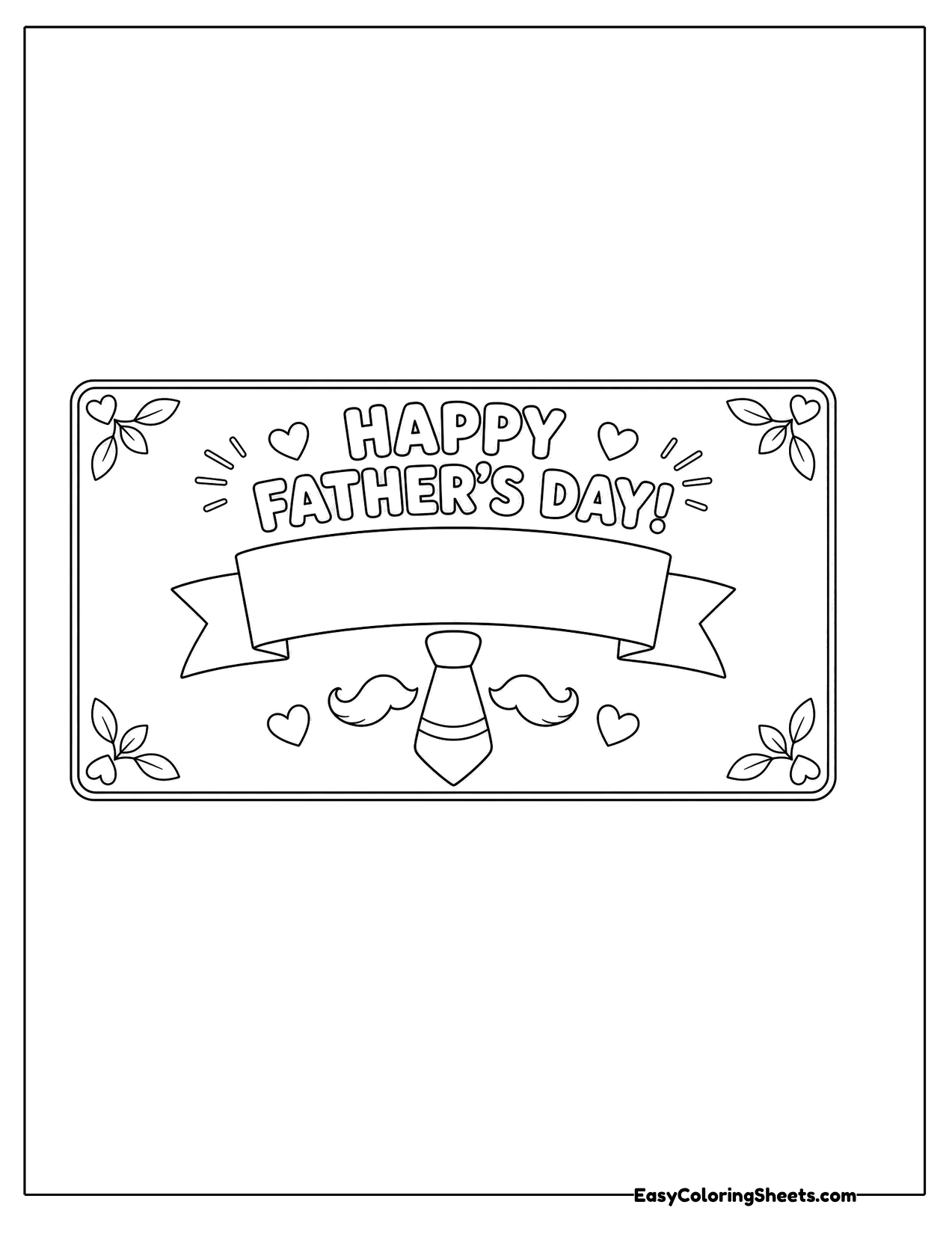 Happy Father's Day card with a necktie and hearts