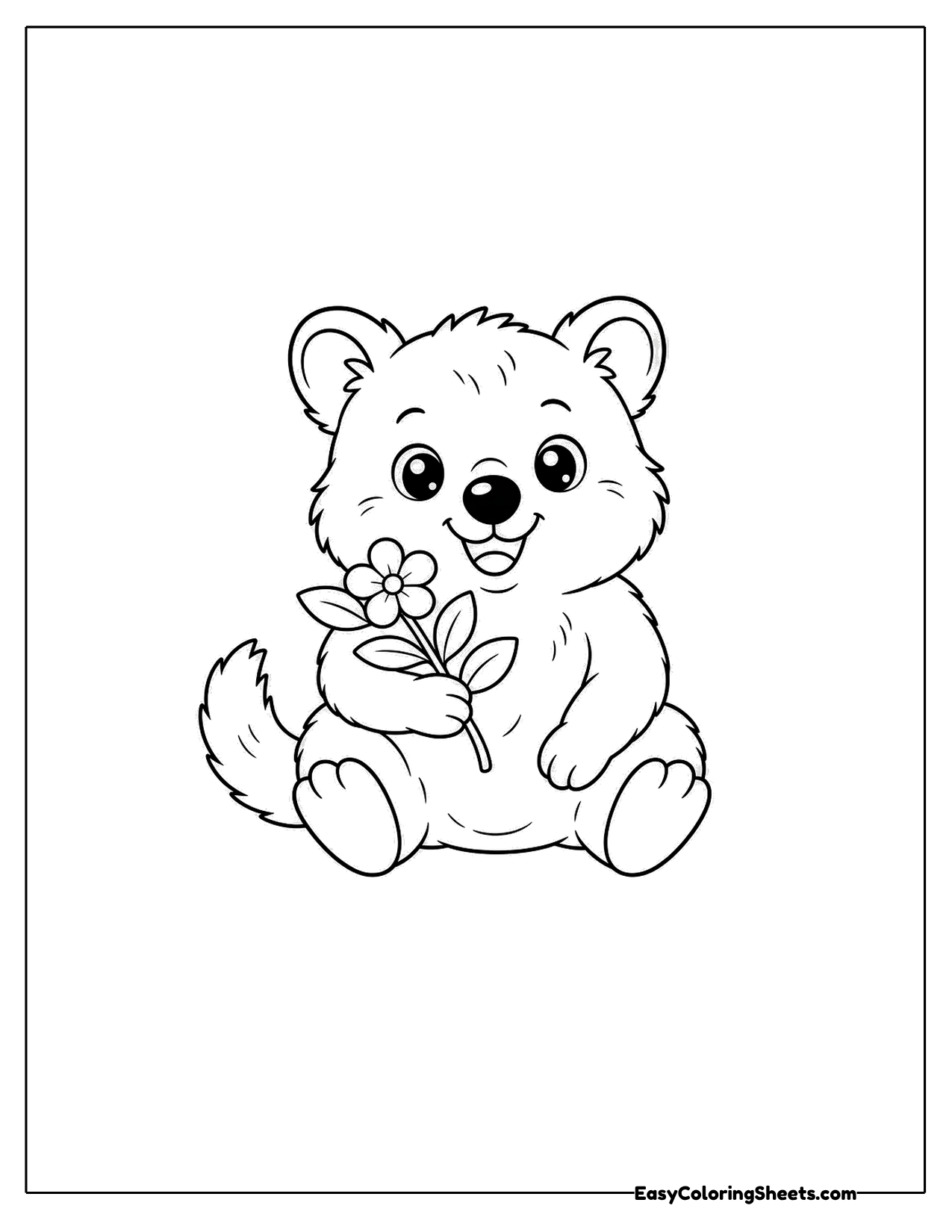 Quokka sitting with a flower