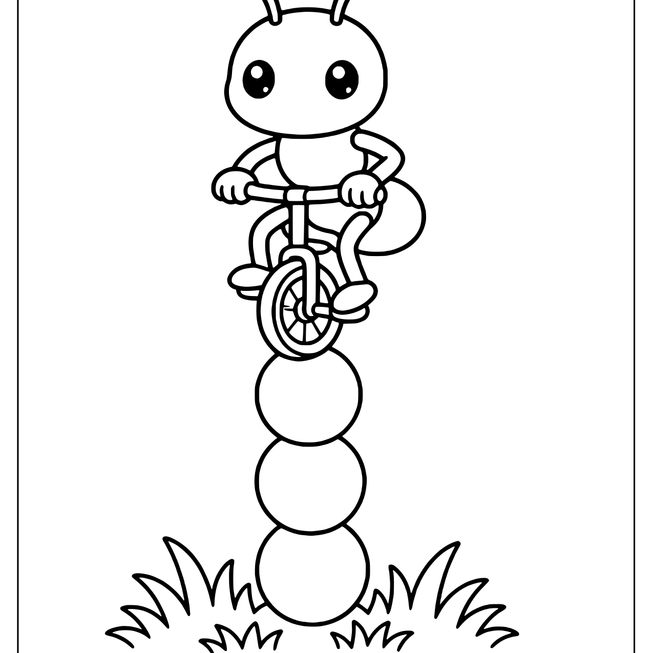 Ant riding a unicycle on a tower of balls