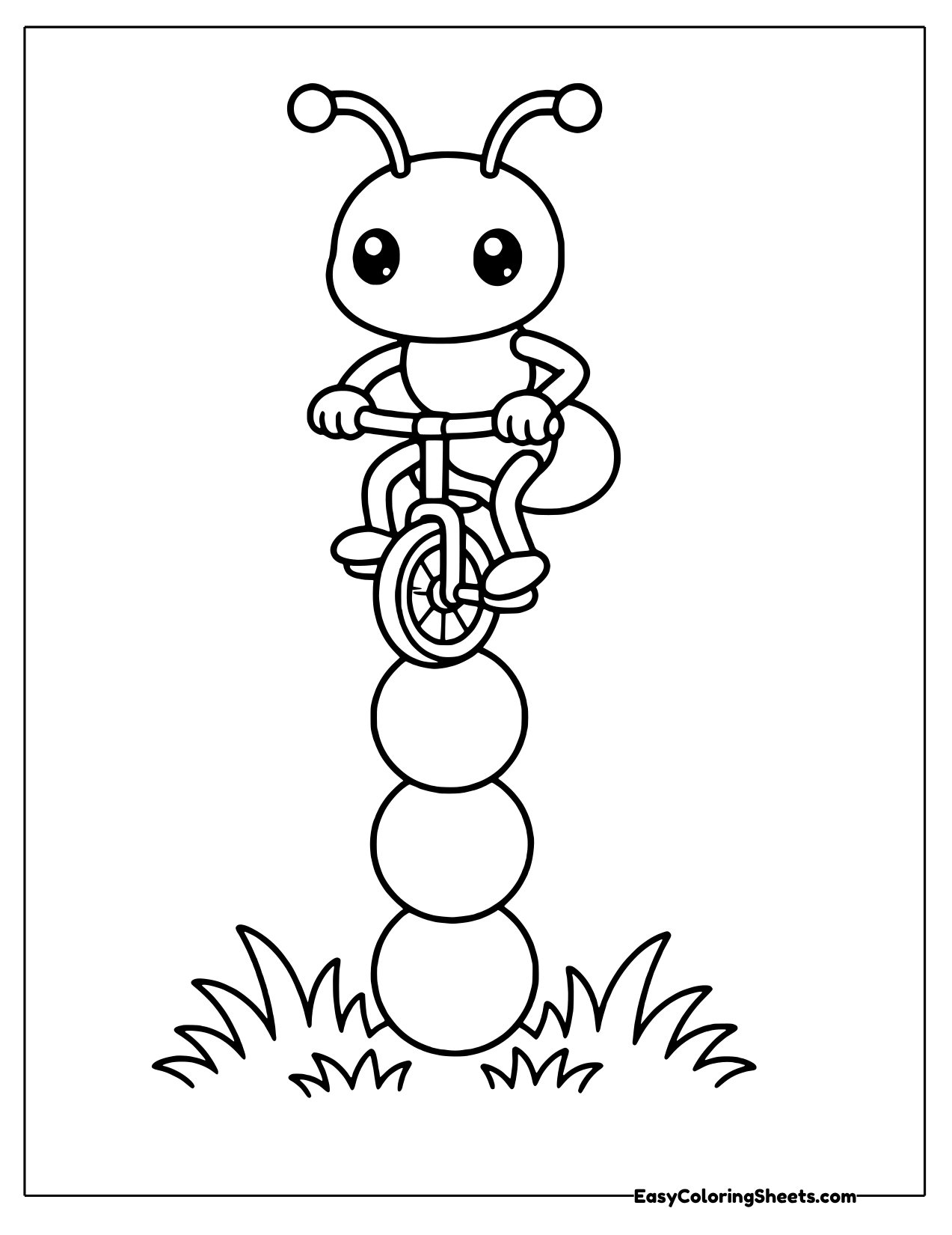 Ant riding a unicycle on a tower of balls