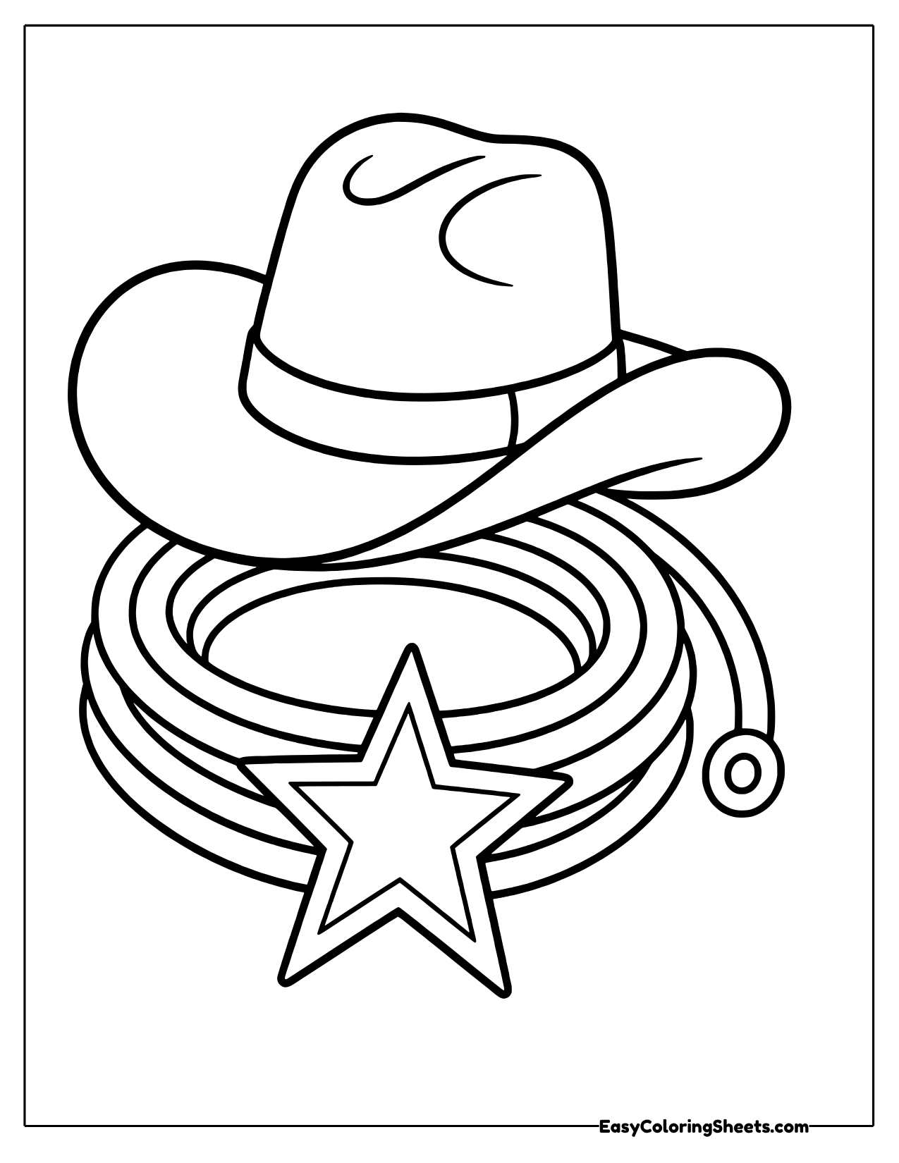 Cowboy hat on a coiled lasso with a star badge in front