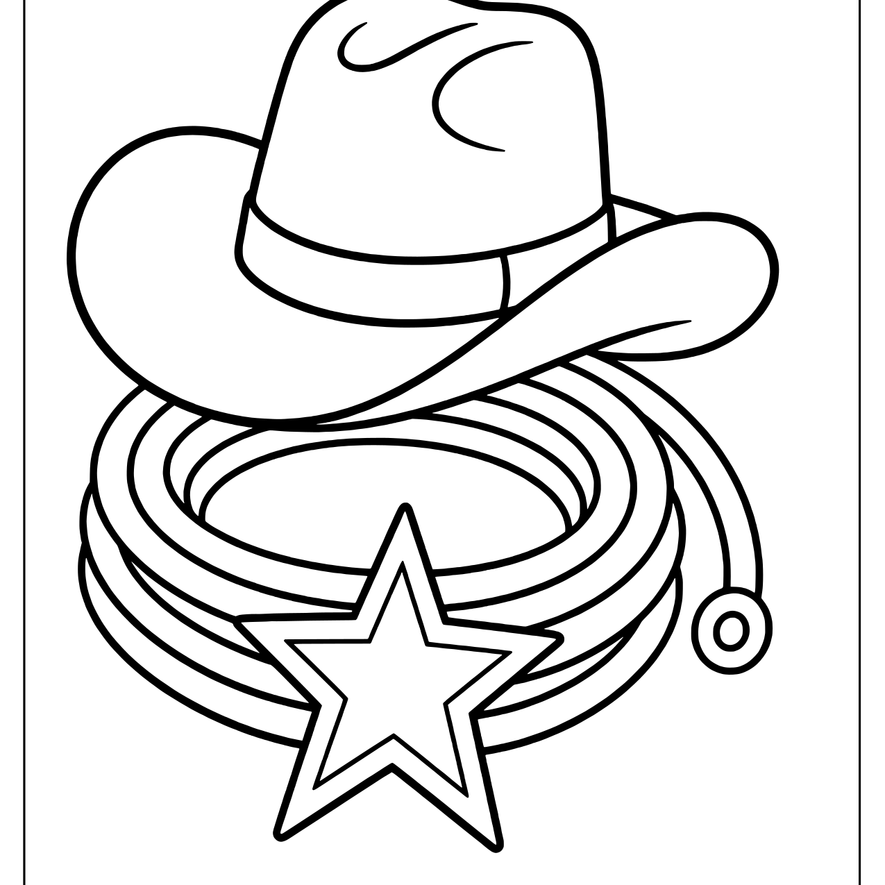 Cowboy hat on a coiled lasso with a star badge in front
