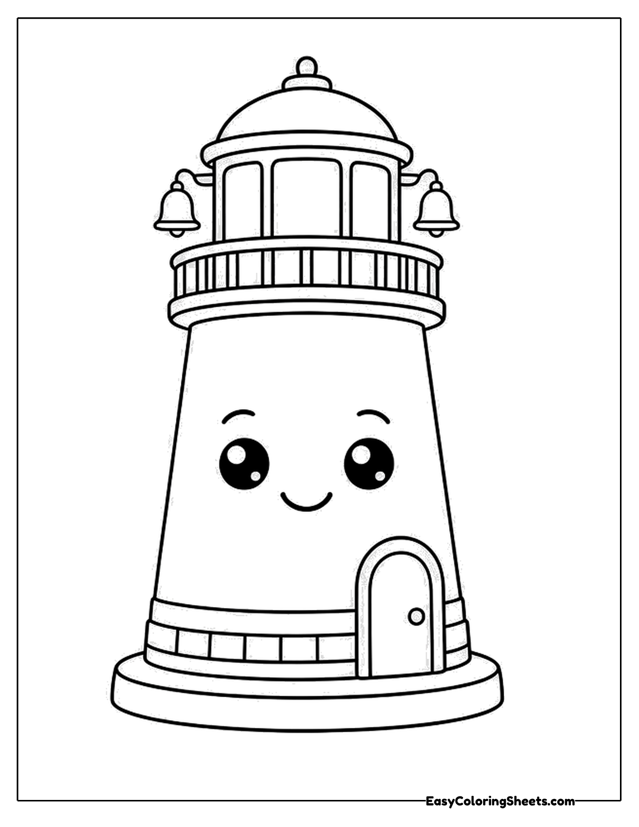 Smiling lighthouse with a little door