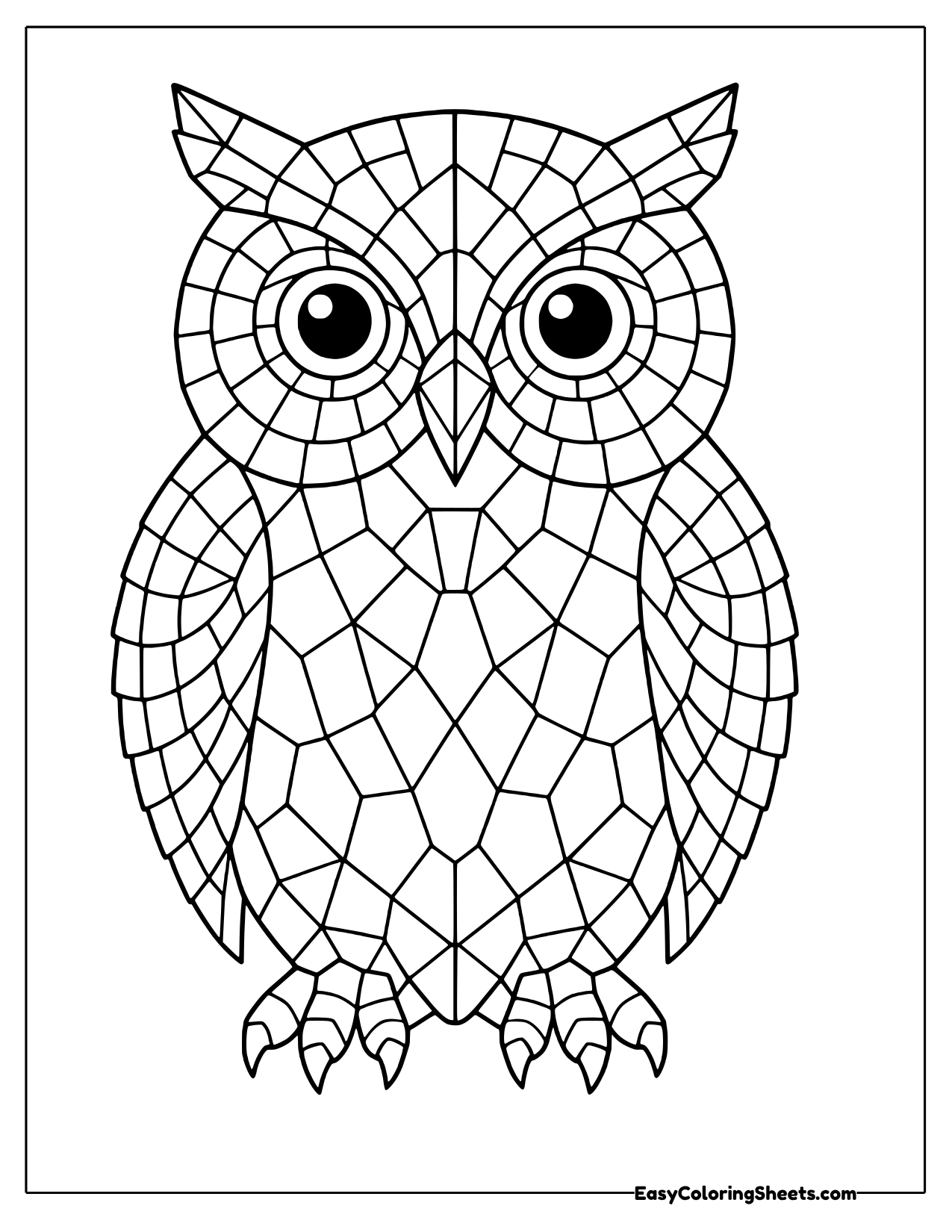 Mosaic owl with big round eyes