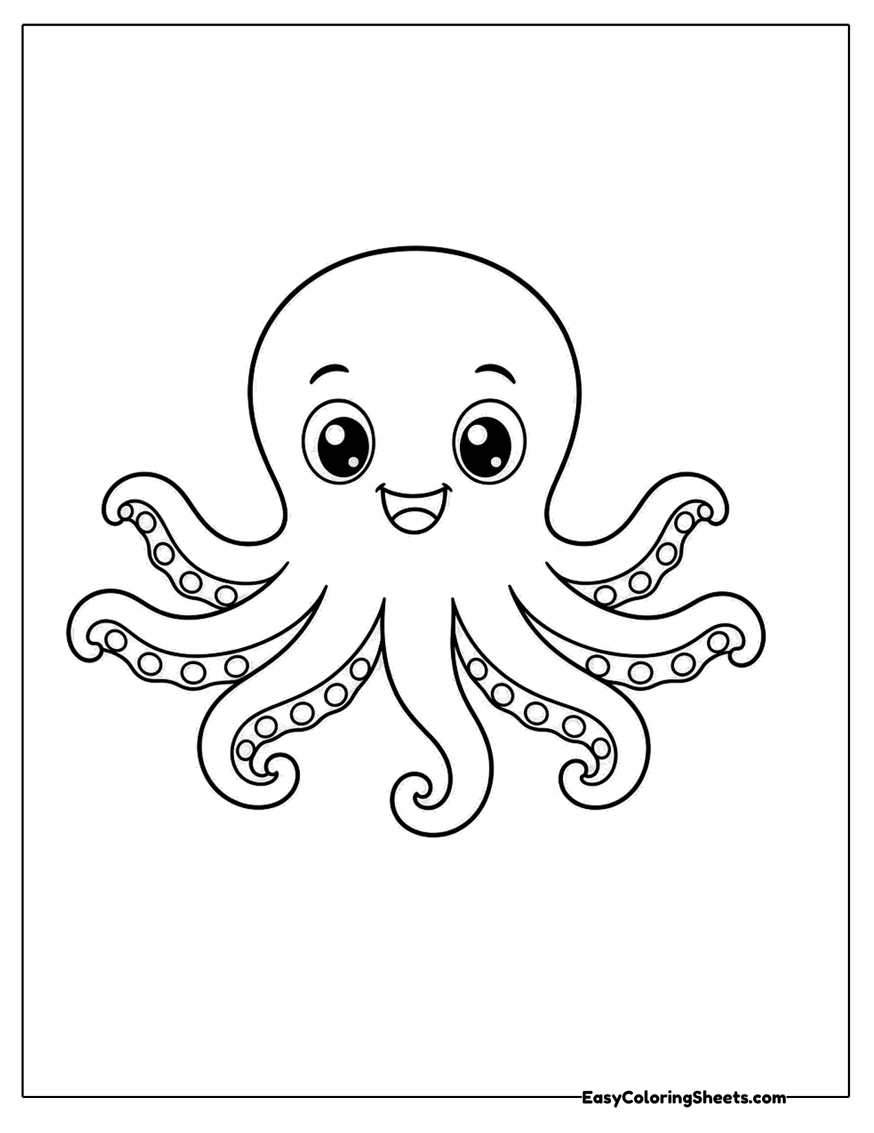 Octopus character with big eyes and looping arms