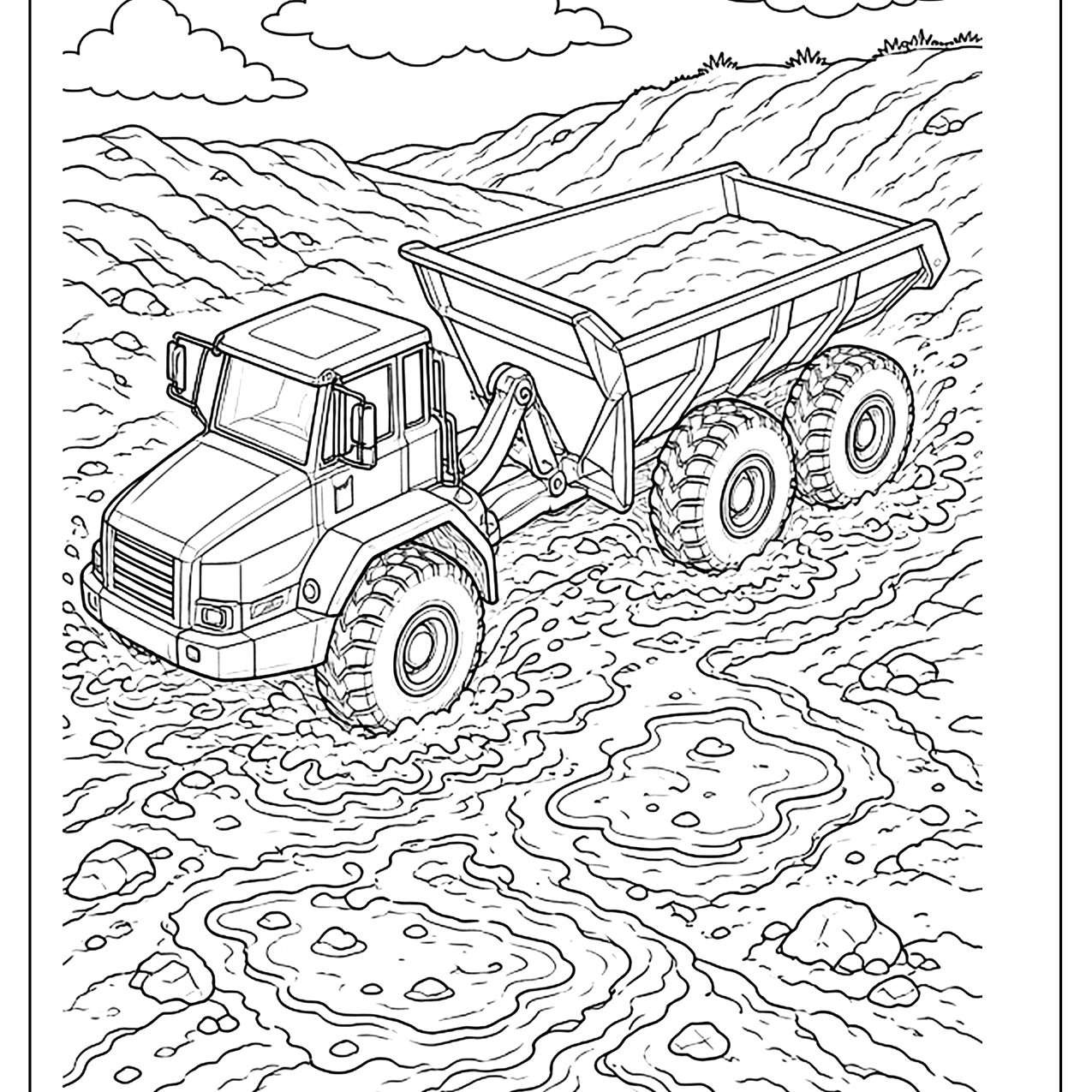 Articulated dump truck on a quarry road