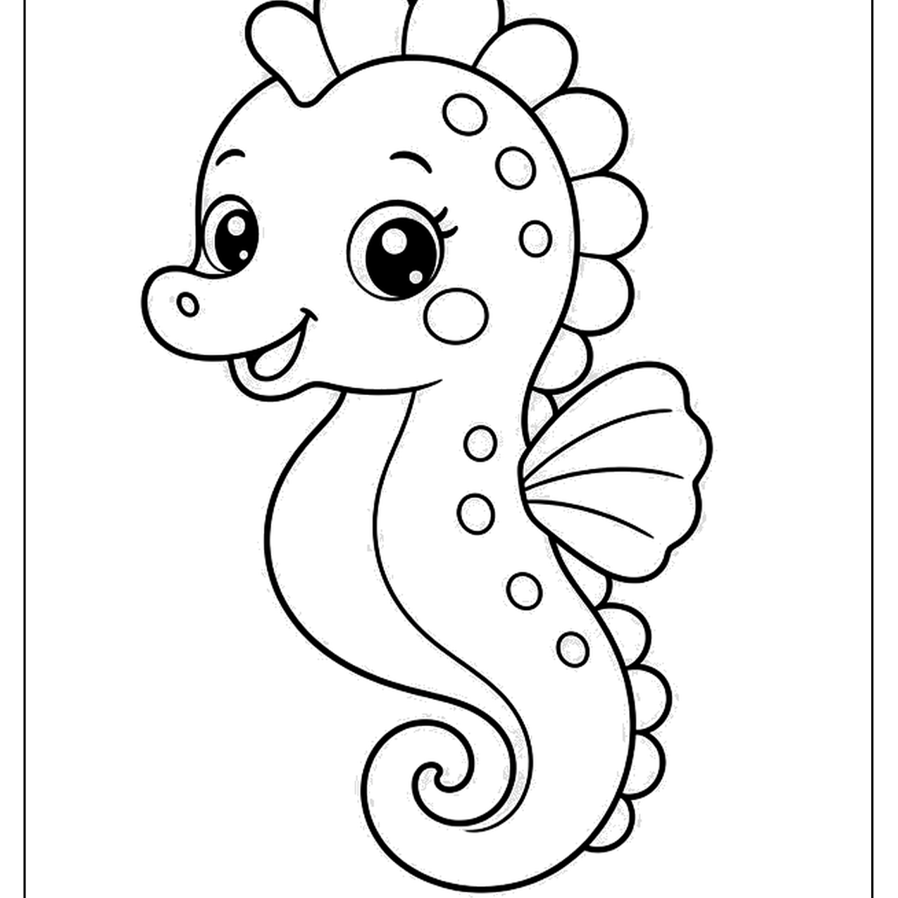 Baby seahorse with big eyes and a curled tail
